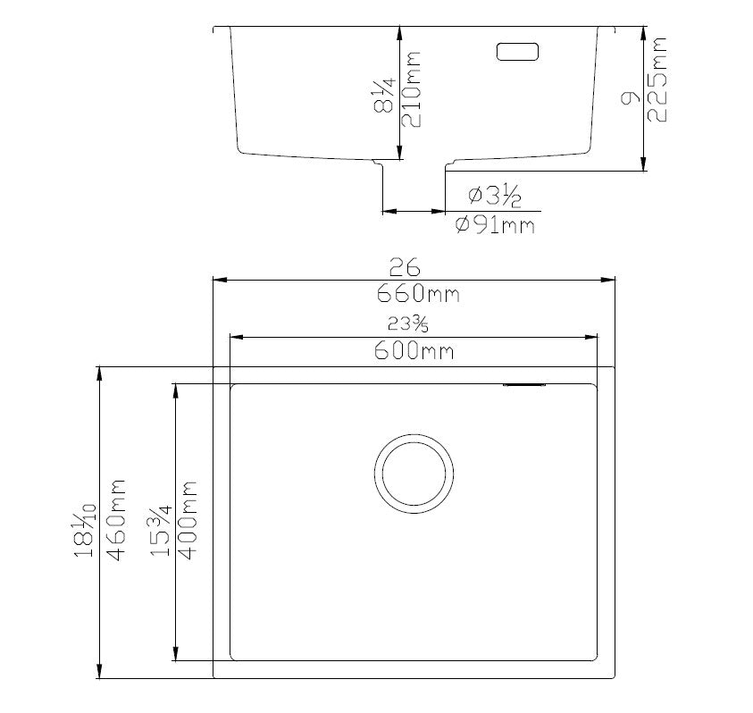 POSEIDON QUARTZ UNDERMOUNT KITCHEN SINK MATTE BLACK 660MM