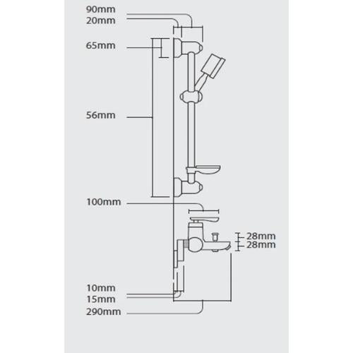 QUOSS DIVERTER BATH / SHOWER FULL SET (CHROME) (WITH MULTIPLE FITTING OPTIONS)