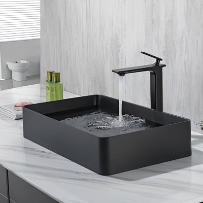 POSEIDON QUARTZ ART BASIN MATTE BLACK 600MM