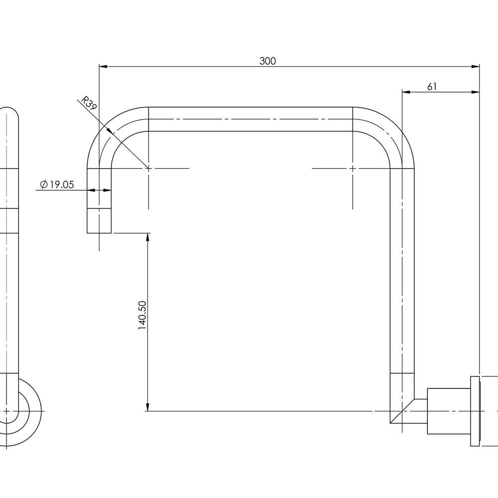PHOENIX RADII WALL SINK OUTLET 300MM CHROME