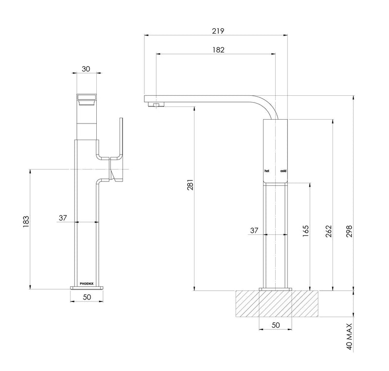 PHOENIX RADII VESSEL MIXER CHROME