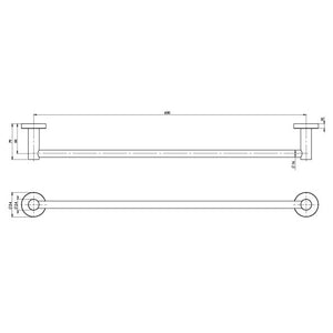PHOENIX RADII SINGLE NON-HEATED TOWEL RAIL ROUND PLATE CHROME 600MM