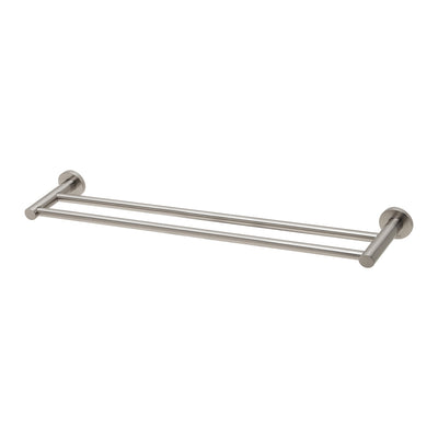 PHOENIX RADII DOUBLE NON-HEATED TOWEL RAIL ROUND PLATE BRUSHED NICKEL (AVAILABLE 600MM AND 800MM)