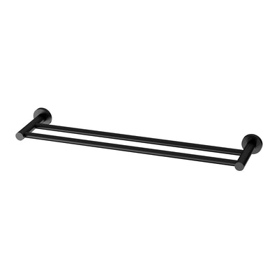 PHOENIX RADII DOUBLE NON-HEATED TOWEL RAIL ROUND PLATE MATTE BLACK (AVAILABLE IN 600MM AND 800MM)