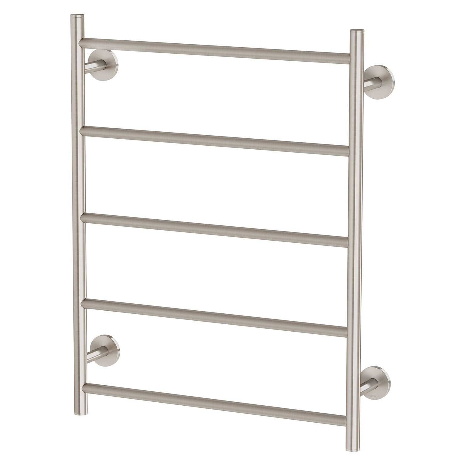 PHOENIX RADII NON-HEATED TOWEL LADDER ROUND PLATE BRUSHED NICKEL 550MM X 740MM