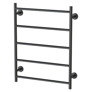 PHOENIX RADII 5-BARS ROUND HEATED TOWEL LADDER W/ ROUND PLATE MATTE BLACK 550MM
