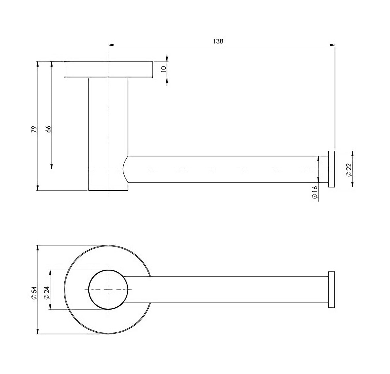 PHOENIX RADII TOILET ROLL HOLDER ROUND PLATE CHROME 138MM