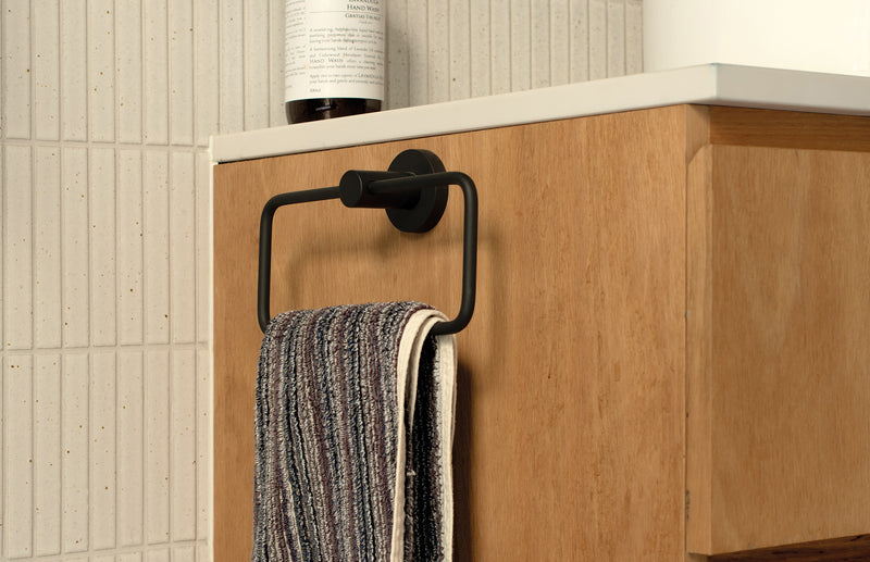 PHOENIX RADII HAND TOWEL HOLDER ROUND PLATE MATTE BLACK 210MM