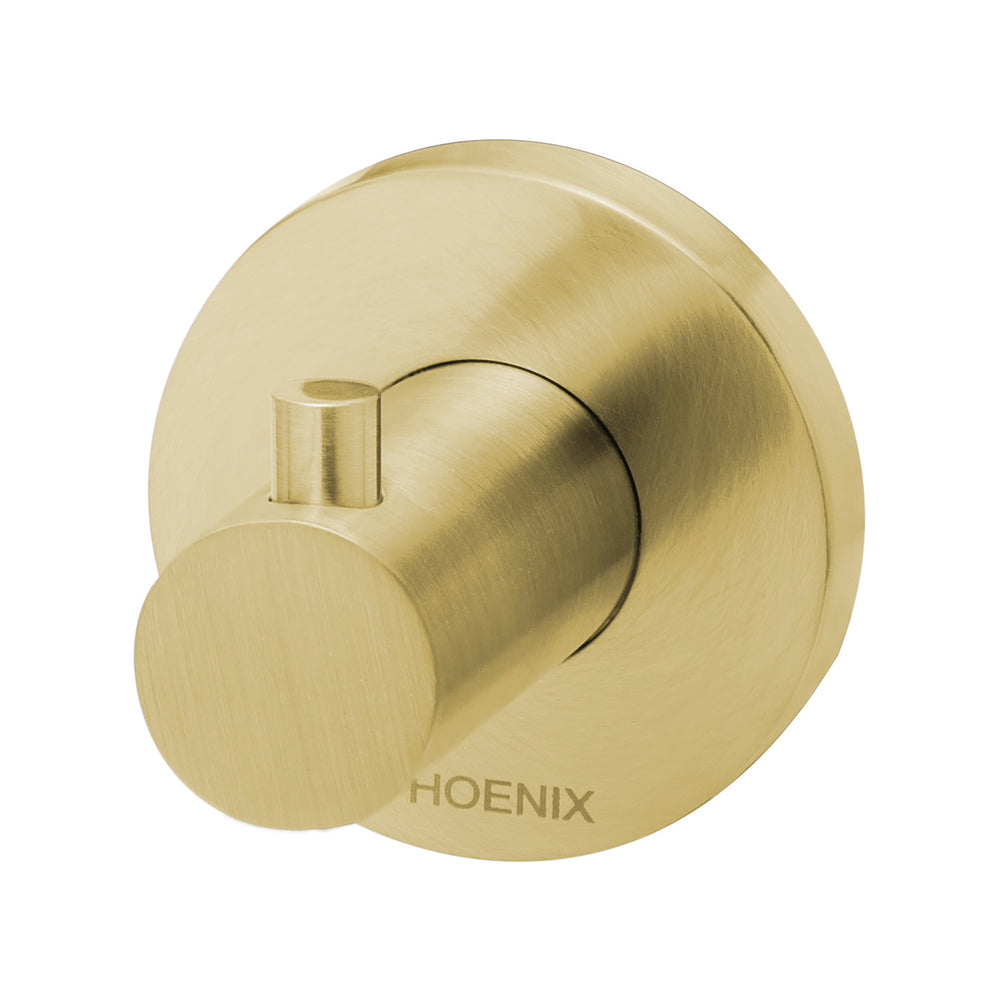 PHOENIX RADII ROBE HOOK ROUND PLATE BRUSHED GOLD