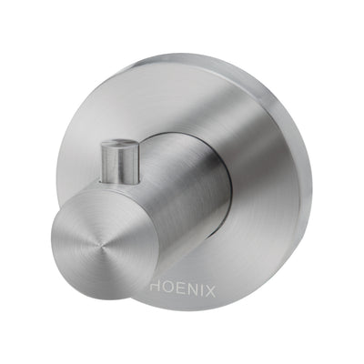 PHOENIX RADII ROBE HOOK ROUND PLATE STAINLESS STEEL