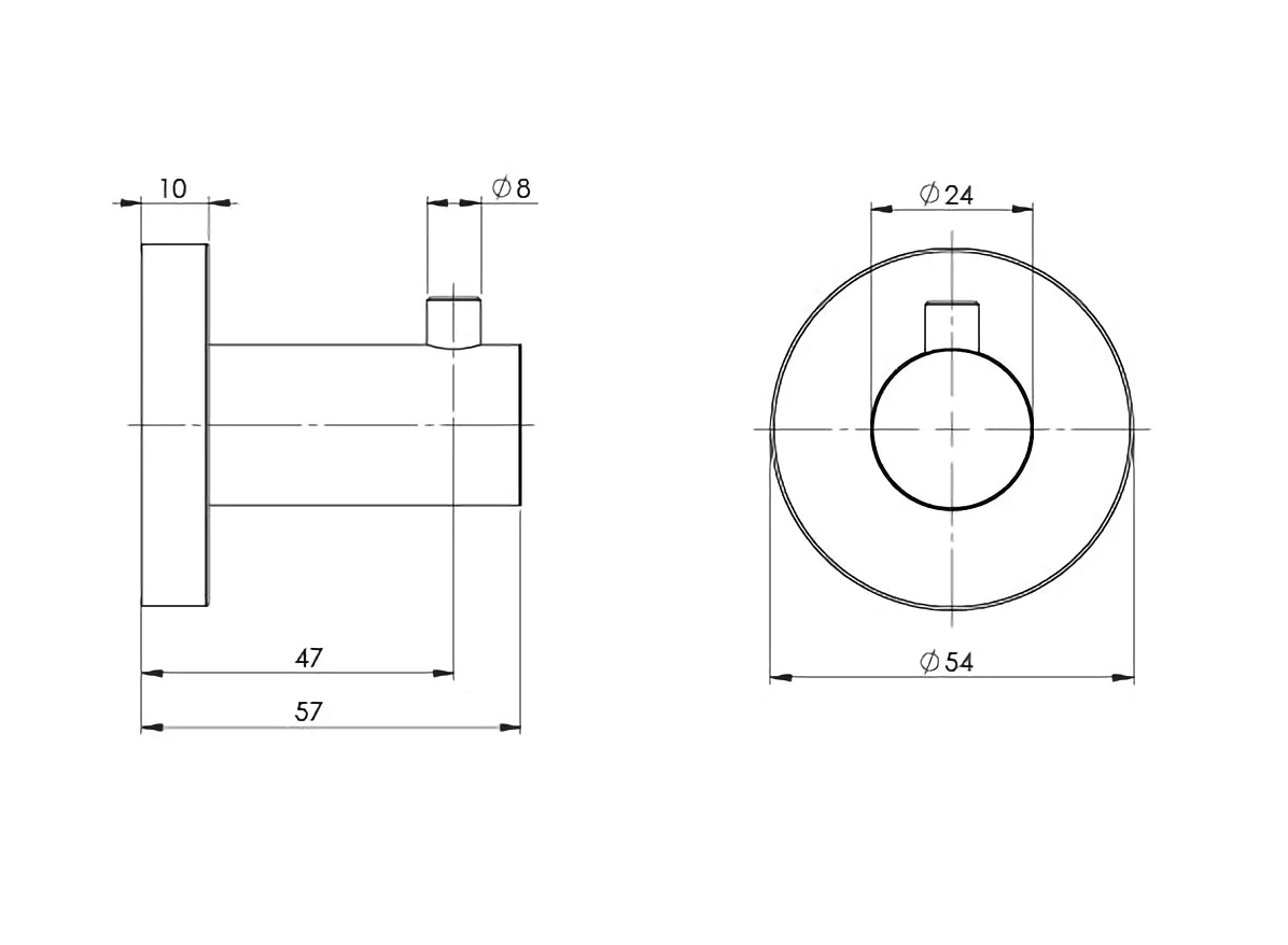 PHOENIX RADII ROBE HOOK ROUND PLATE SILVER GREY 57MM