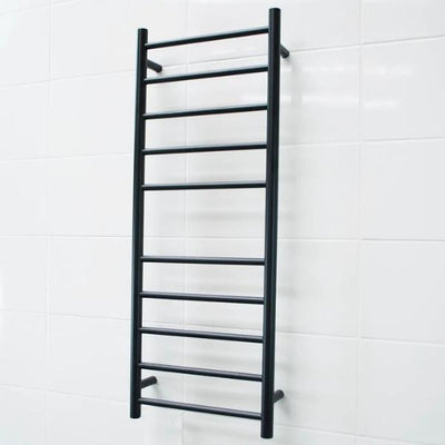 RADIANT HEATING 10-BARS ROUND NON-HEATED TOWEL RAIL MATTE BLACK 430MM