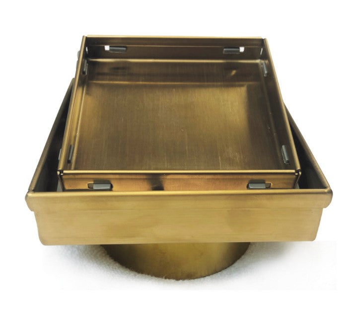 Radiant Heating Square Tile Insert Floor Grate 100mm Brushed Gold