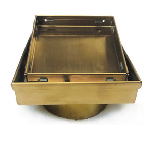 Radiant Heating Square Tile Insert Floor Grate 100mm Brushed Gold