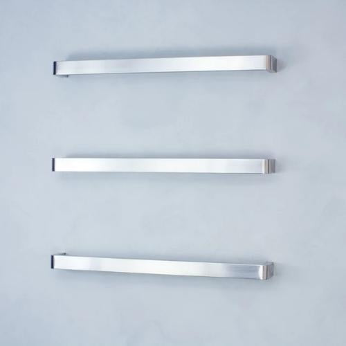 RADIANT HEATING VAIL CURVED HEATED SINGLE TOWEL RAIL BRUSHED SATIN 650MM AND 800MM