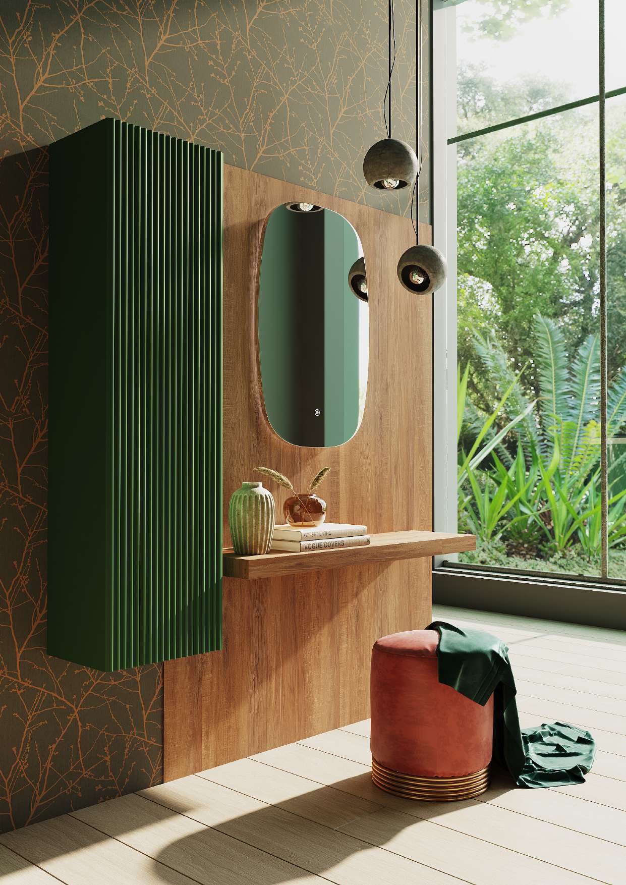 BEL BAGNO RIMINI WALL HUNG TALL BOY RAIN FOREST 305MM X 1220MM (AVAILABLE IN LEFT HAND AND RIGHT HAND OPTION)
