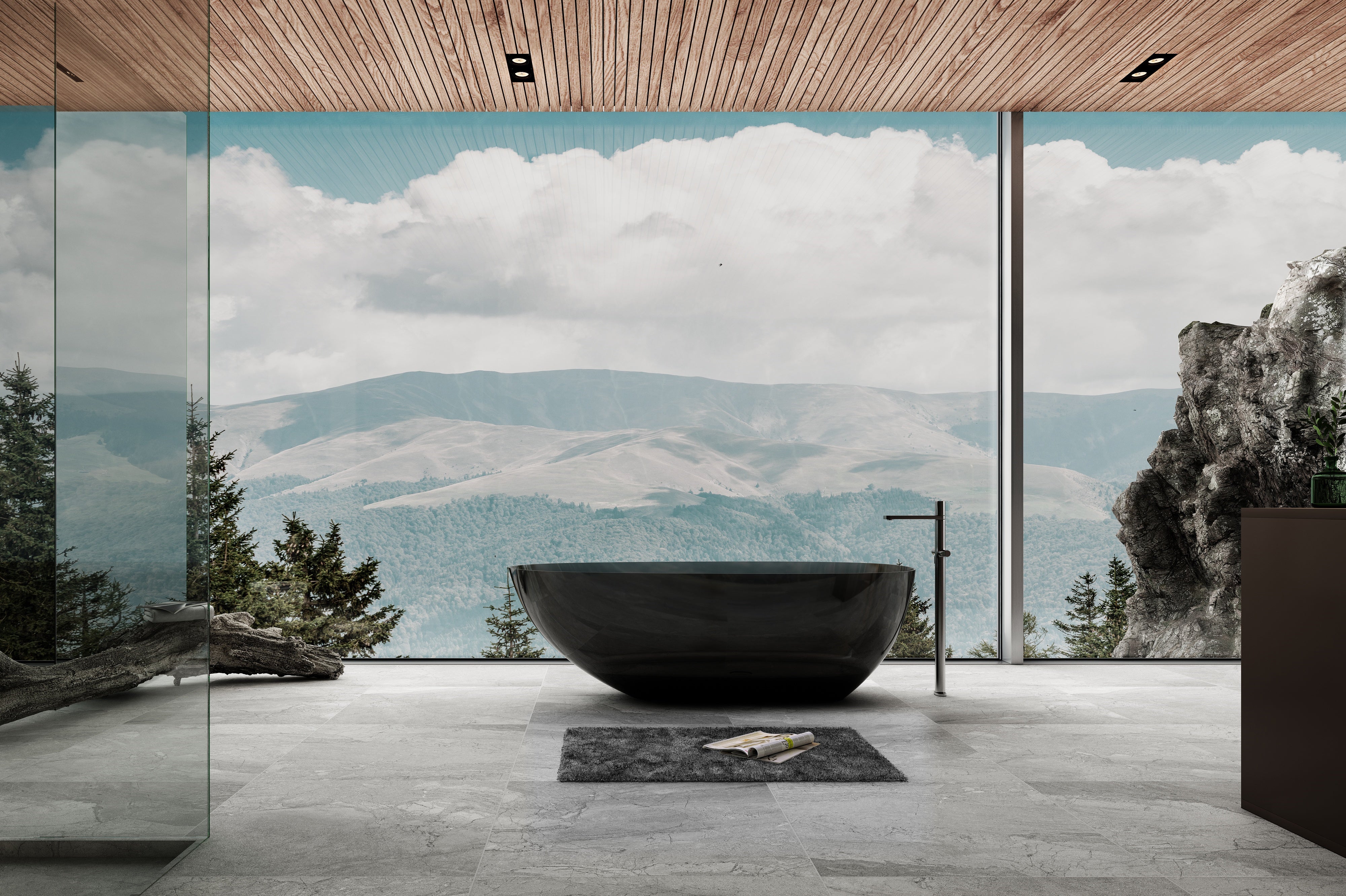 RIVA PETII FREESTANDING BATHTUB TRANSPARENT BLACK (AVAILABLE IN 1500MM AND 1700MM)