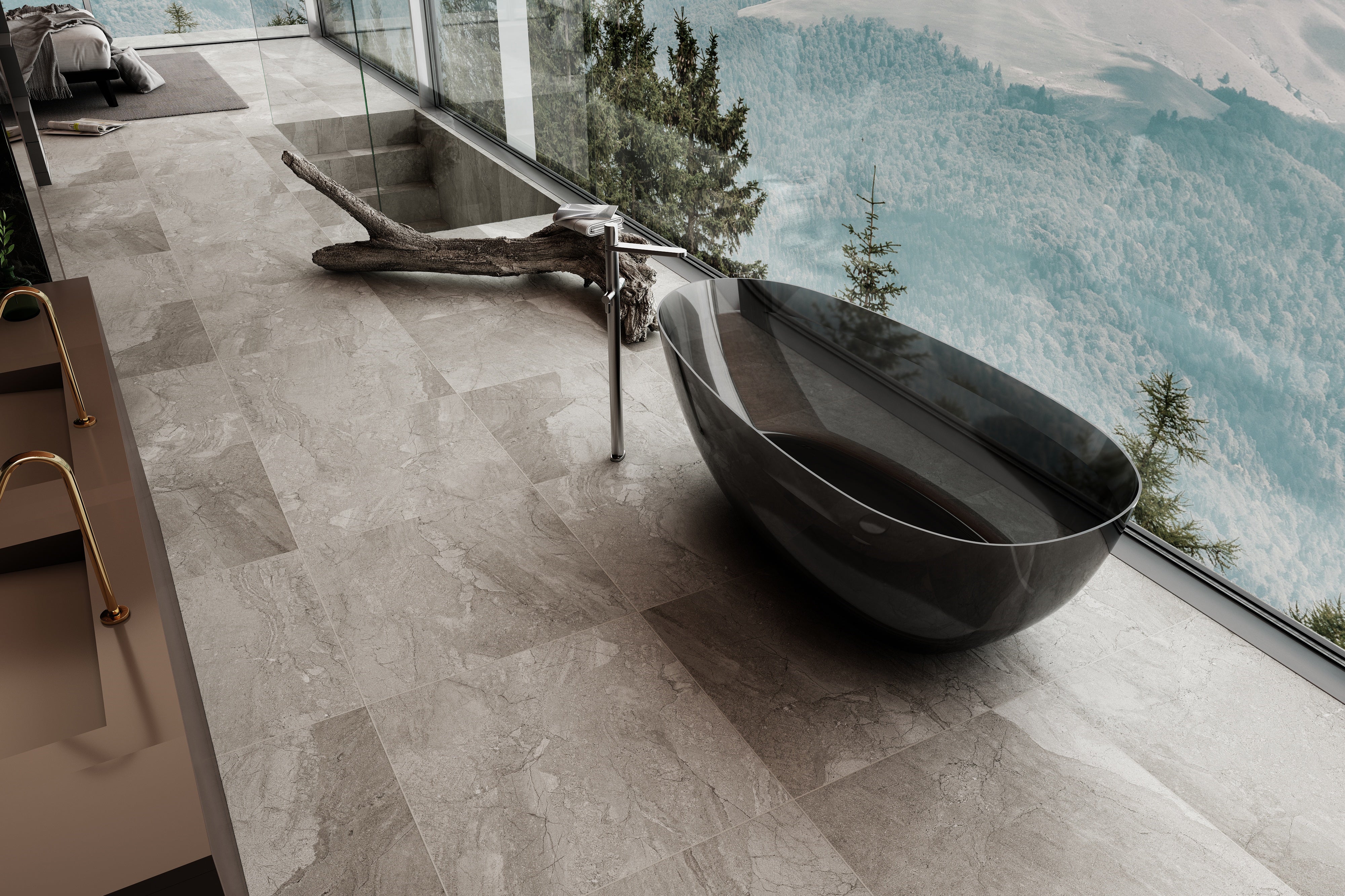 RIVA PETII FREESTANDING BATHTUB TRANSPARENT BLACK (AVAILABLE IN 1500MM AND 1700MM)