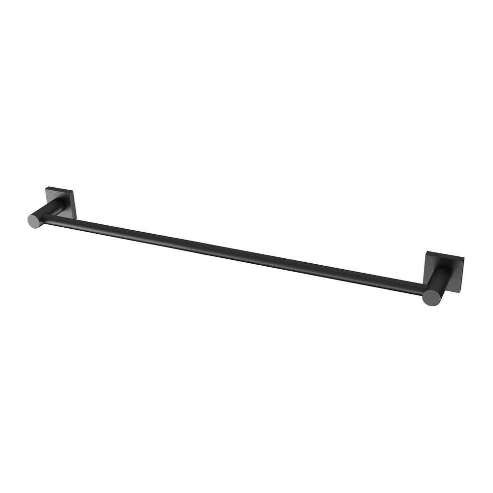 PHOENIX RADII SINGLE NON-HEATED TOWEL RAIL SQUARE PLATE MATTE BLACK 600MM AND 800MM