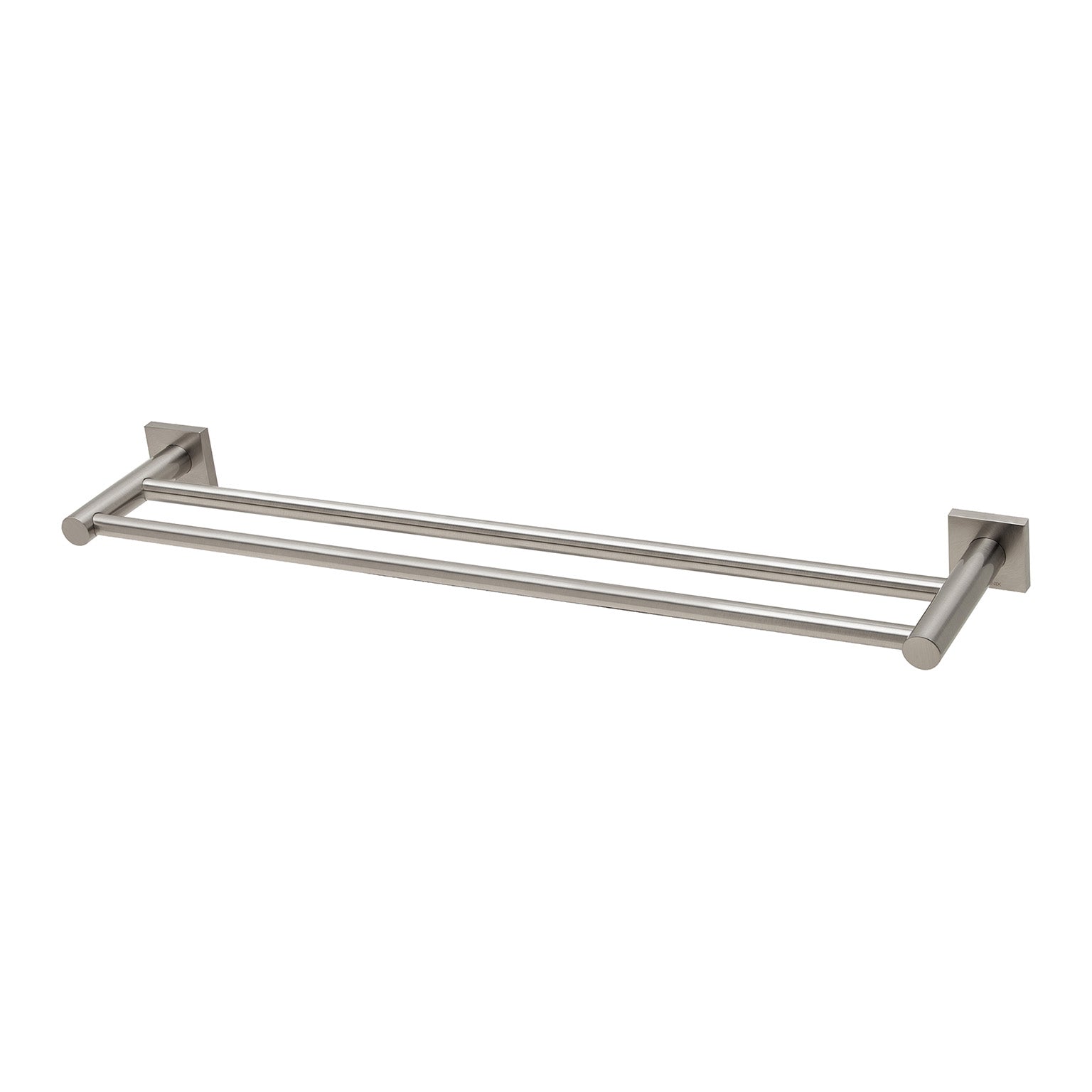 PHOENIX RADII DOUBLE NON-HEATED TOWEL RAIL SQUARE PLATE BRUSHED NICKEL 600MM AND 800MM