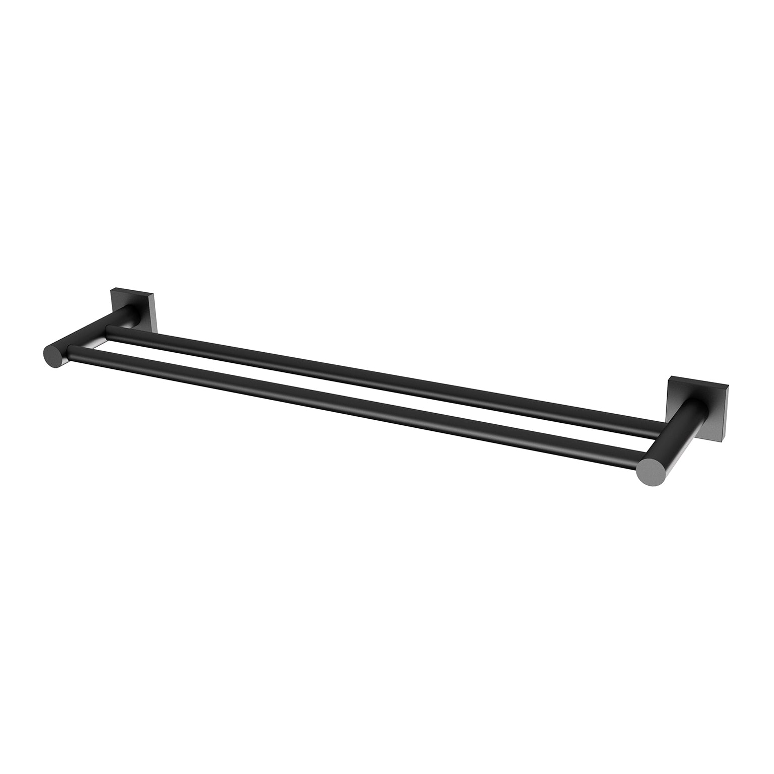 PHOENIX RADII DOUBLE NON-HEATED TOWEL RAIL SQUARE PLATE MATTE BLACK 600MM AND 800MM