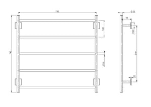 PHOENIX RADII NON-HEATED TOWEL LADDER SQUARE PLATE CHROME 750MM X 740MM