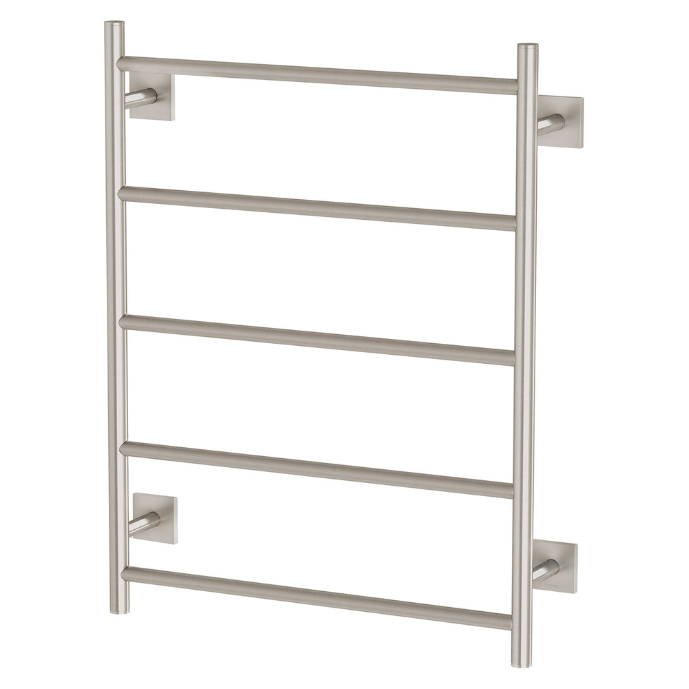 PHOENIX RADII 5-BARS ROUND HEATED TOWEL LADDER W/ SQUARE PLATE BRUSHED NICKEL 550MM