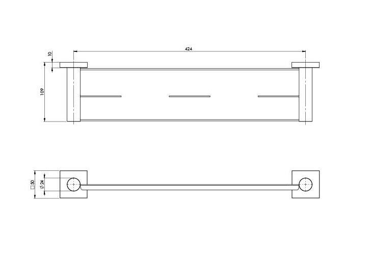 PHOENIX RADII METAL SHELF SQUARE PLATE BRUSHED NICKEL 424MM