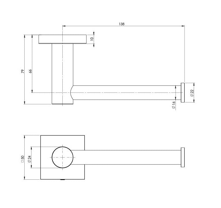 PHOENIX RADII TOILET ROLL HOLDER SQUARE PLATE MATTE BLACK 138MM