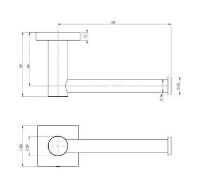 PHOENIX RADII TOILET ROLL HOLDER SQUARE PLATE CHROME 138MM