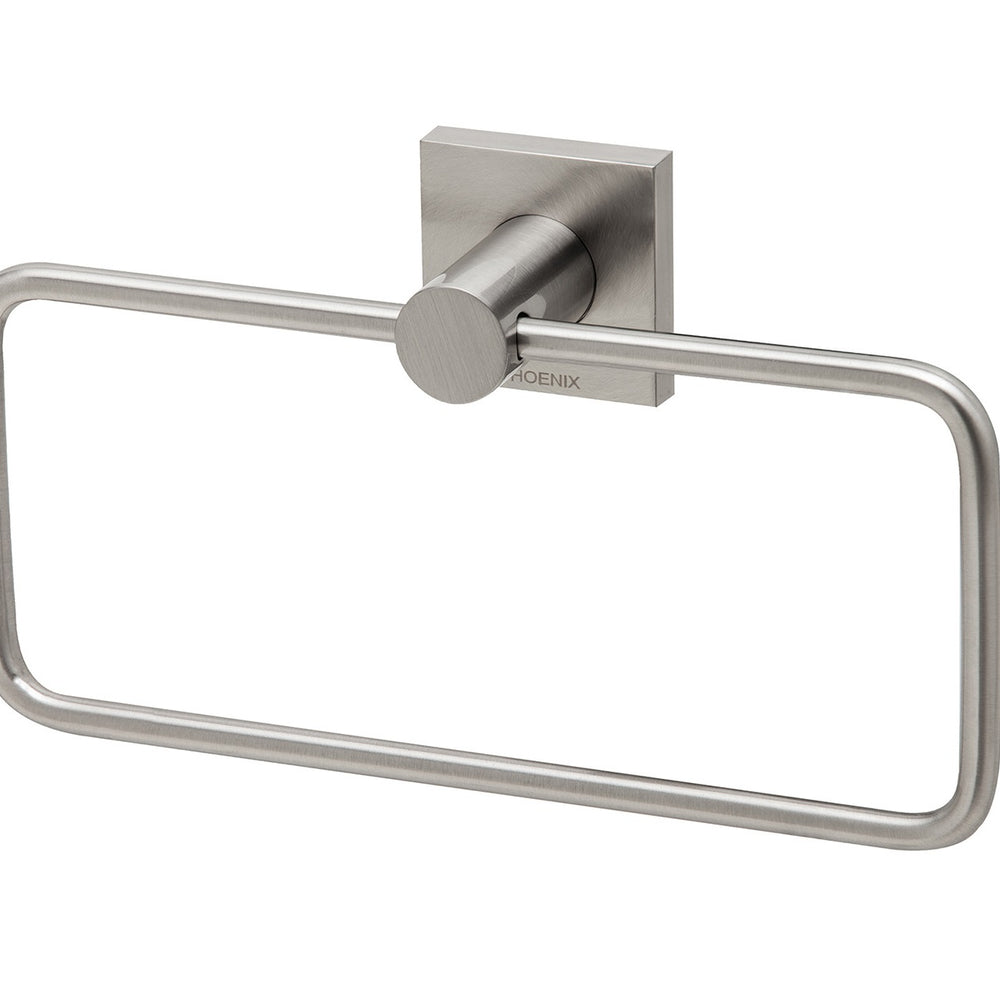 PHOENIX RADII HAND TOWEL HOLDER SQUARE PLATE BRUSHED NICKEL 210MM