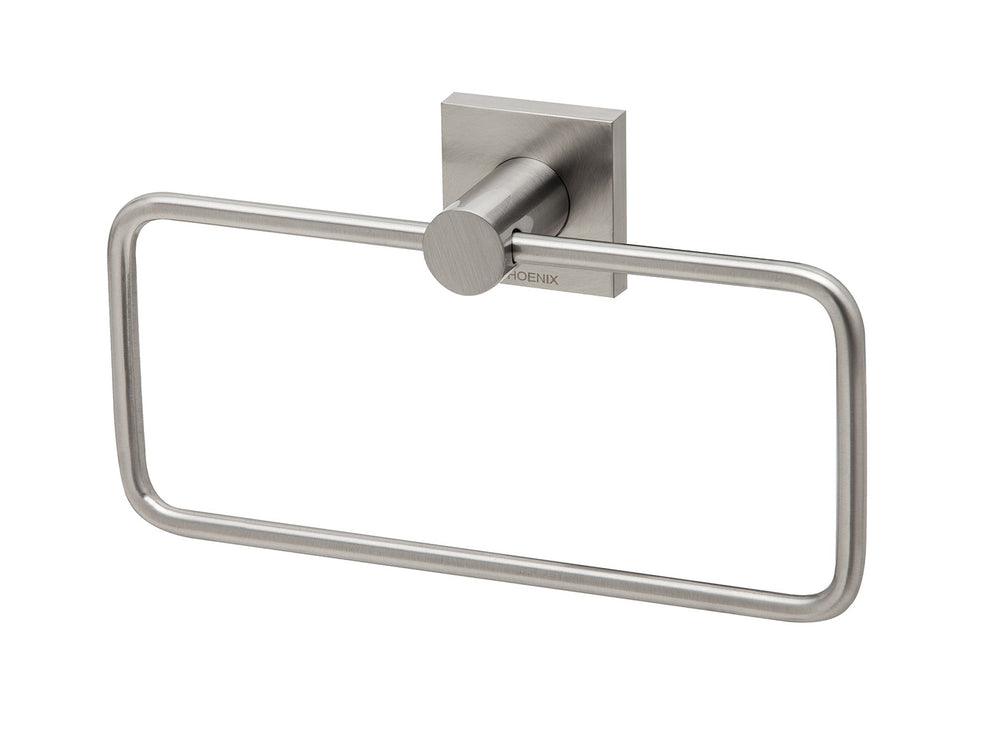 PHOENIX RADII HAND TOWEL HOLDER SQUARE PLATE BRUSHED NICKEL 210MM