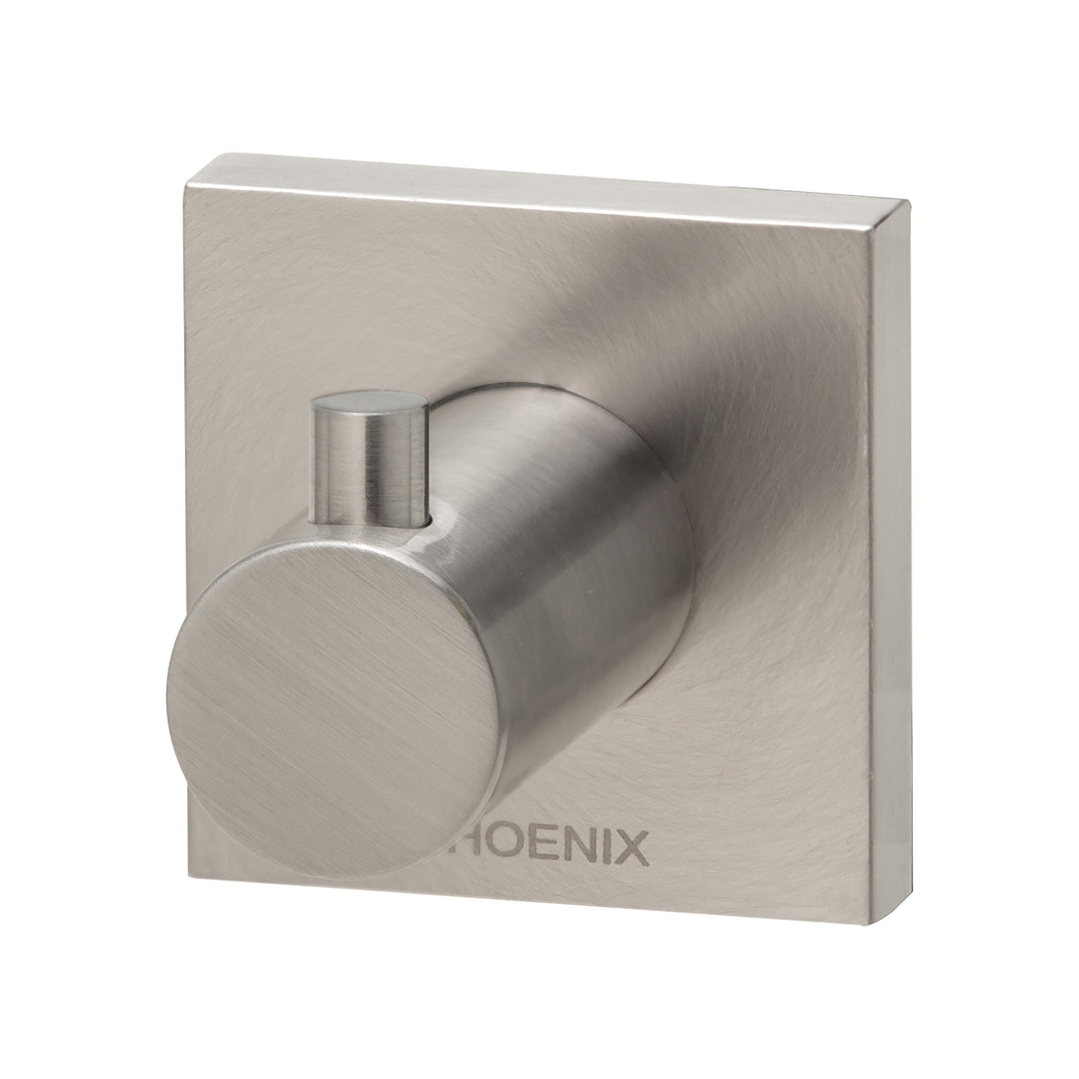 PHOENIX RADII ROBE HOOK SQUARE PLATE BRUSHED NICKEL 50MM