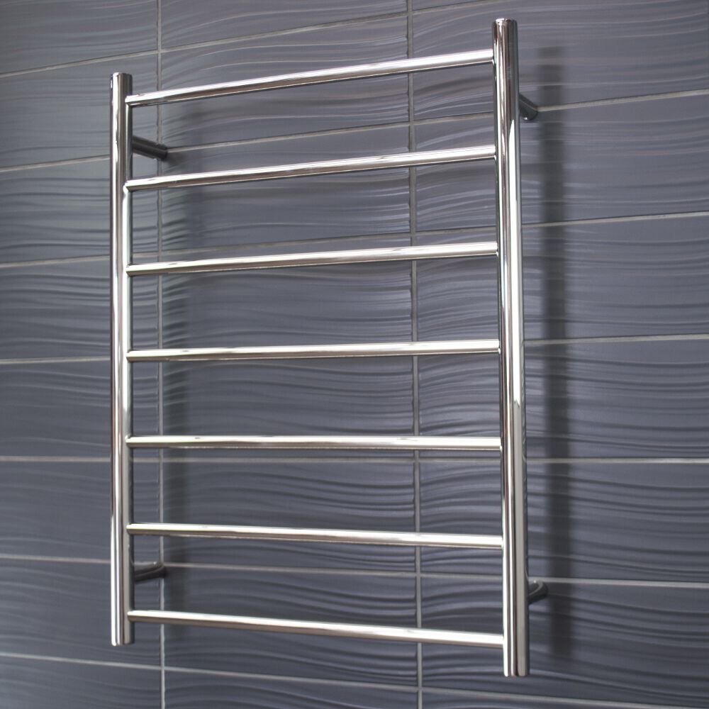 RADIANT HEATING 7-BARS ROUND HEATED TOWEL RAIL CHROME 600MM