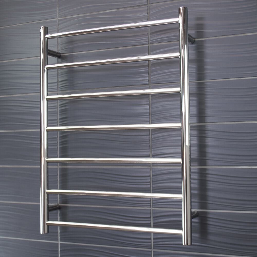RADIANT HEATING 7-BARS ROUND HEATED TOWEL RAIL MATTE BLACK 600MM