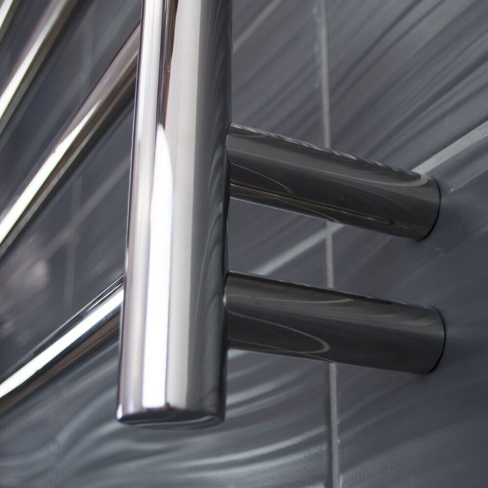 RADIANT HEATING 10-BARS ROUND HEATED TOWEL RAIL CHROME 600MM