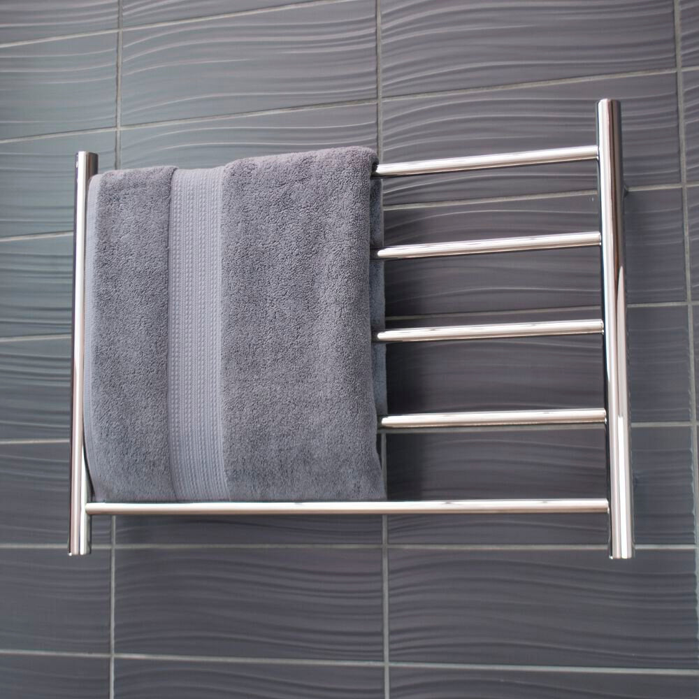 RADIANT HEATING 5-BARS ROUND HEATED TOWEL RAIL LOW VOLTAGE CHROME 750MM