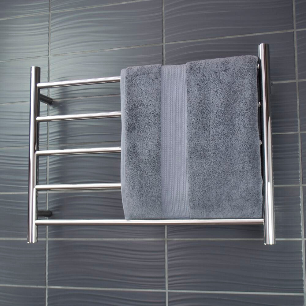 RADIANT HEATING 5-BARS ROUND HEATED TOWEL RAIL LOW VOLTAGE CHROME 750MM