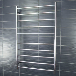 RADIANT HEATING 10-BARS ROUND HEATED TOWEL RAIL CHROME 130WATTS 750MM