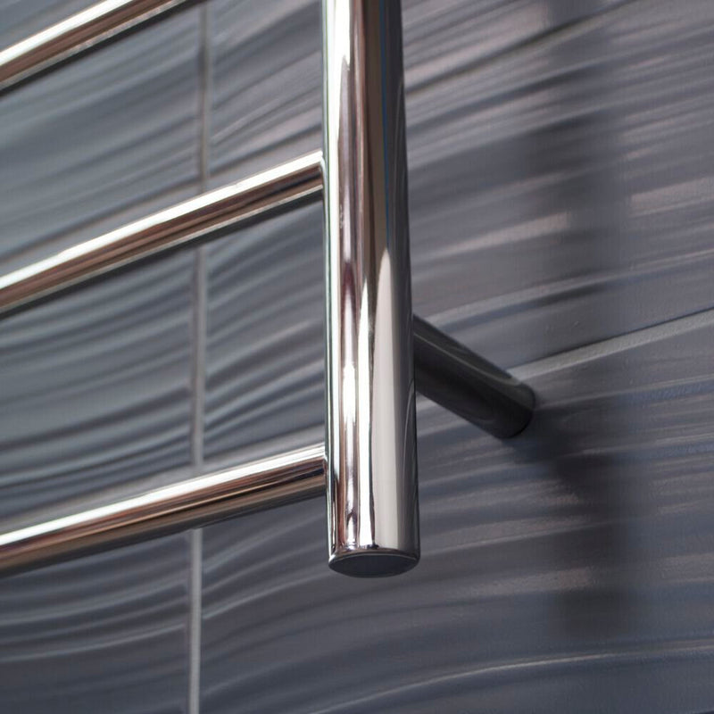 RADIANT HEATING 10-BARS ROUND HEATED TOWEL RAIL CHROME 130WATTS 750MM