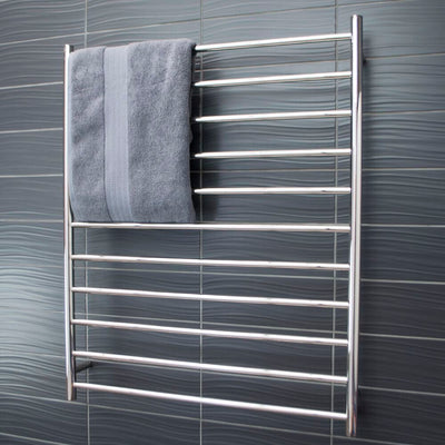 RADIANT HEATING 11-BARS ROUND HEATED TOWEL RAIL CHROME 180WATTS 900MM
