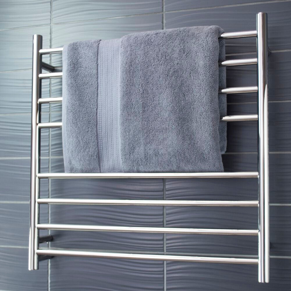 RADIANT HEATING 8-BARS ROUND HEATED TOWEL RAIL CHROME 750MM