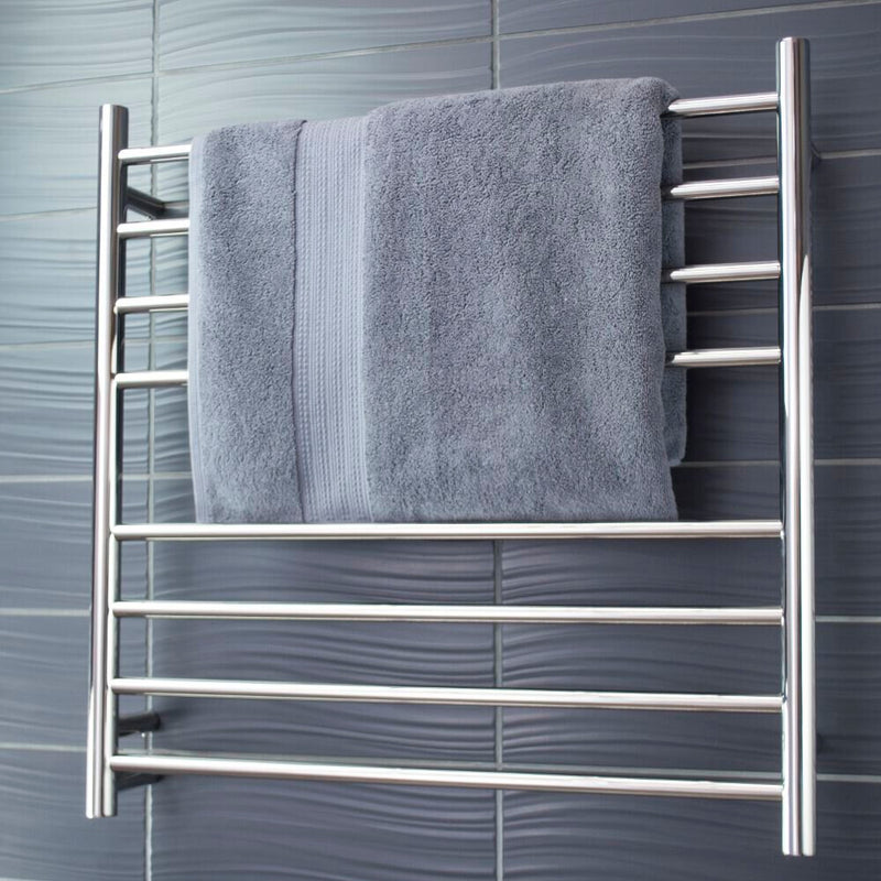 RADIANT HEATING 8-BARS ROUND HEATED TOWEL RAIL CHROME 125WATTS 750MM