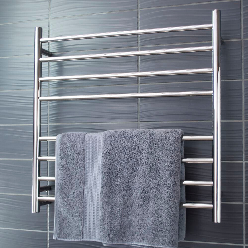 RADIANT HEATING 8-BARS ROUND HEATED TOWEL RAIL CHROME 750MM