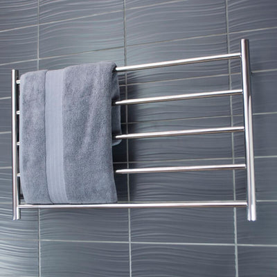 RADIANT HEATING 5-BARS ROUND HEATED TOWEL RAIL CHROME 80WATTS 950MM