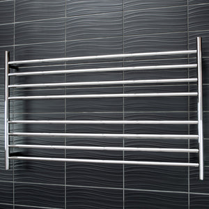 RADIANT HEATING 8-BARS ROUND HEATED TOWEL RAIL CHROME 180WATTS 1300MM