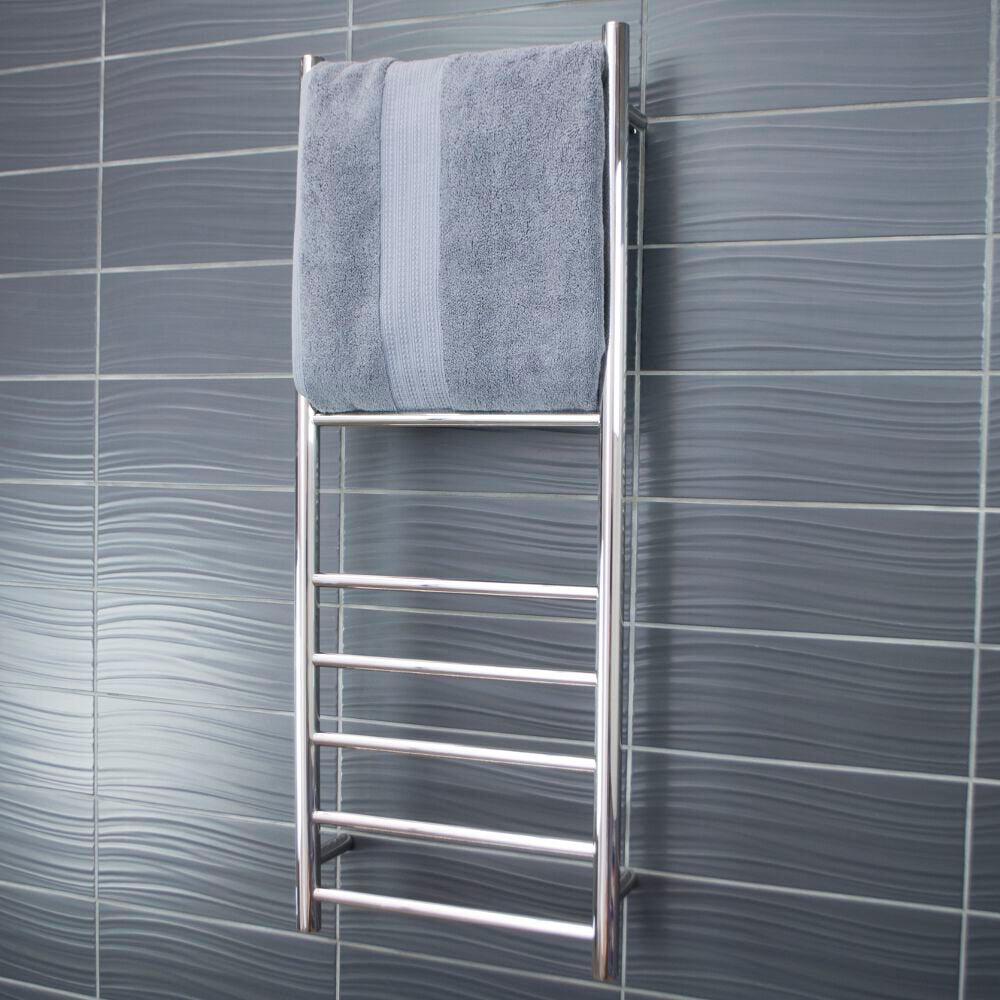 RADIANT HEATING 10-BARS ROUND HEATED TOWEL RAIL LOW VOLTAGE CHROME 430MM