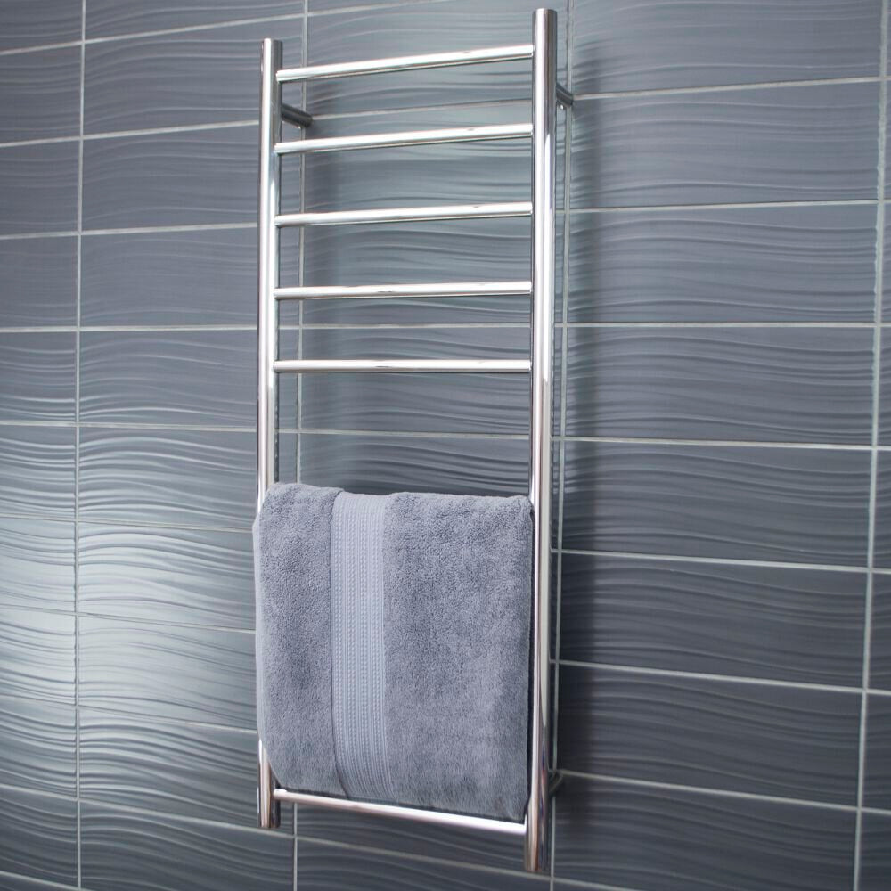 RADIANT HEATING 10-BARS ROUND HEATED TOWEL RAIL LOW VOLTAGE CHROME 430MM