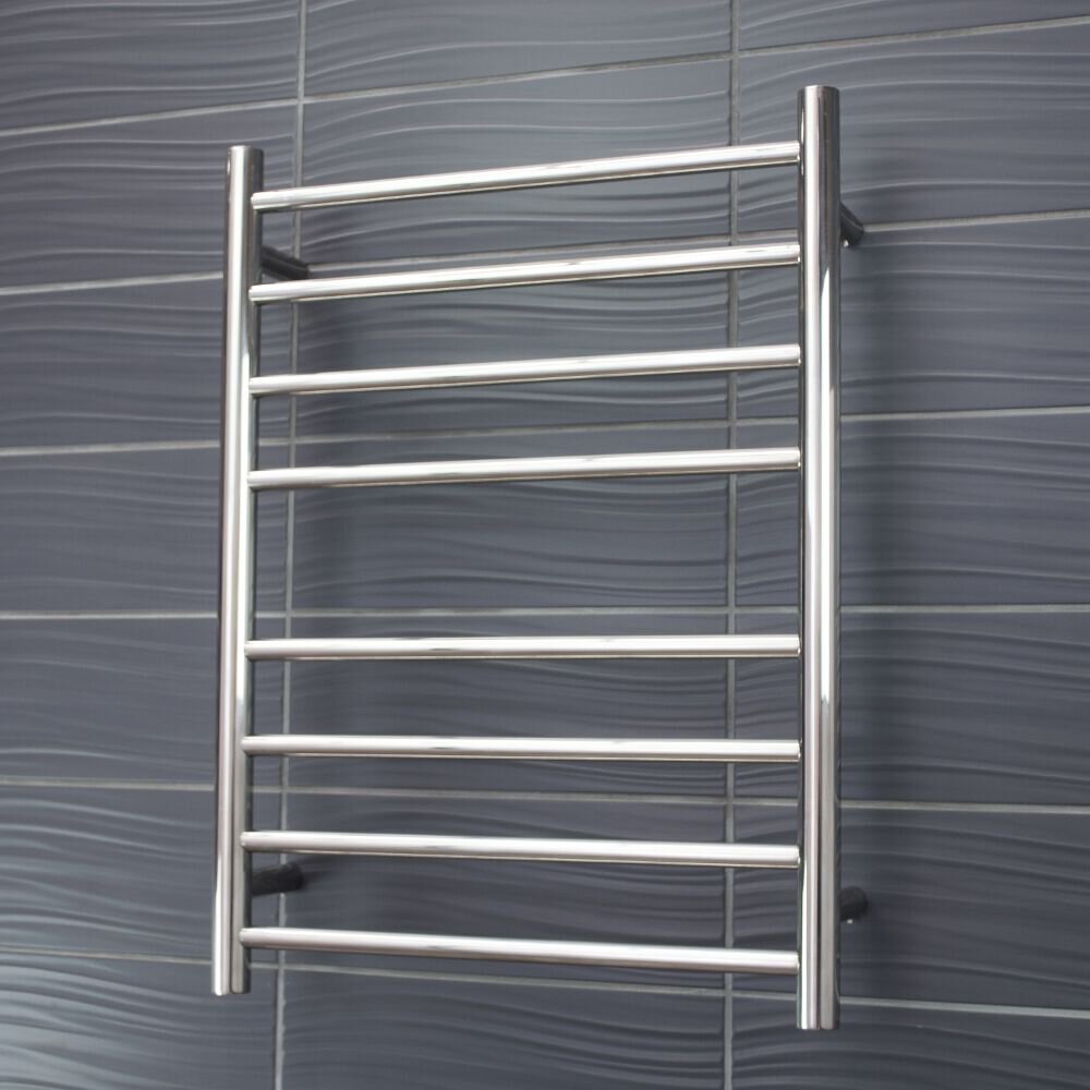 RADIANT HEATING 8-BARS ROUND HEATED TOWEL RAIL CHROME 65WATTS 530MM