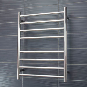 RADIANT HEATING 8-BARS ROUND HEATED TOWEL RAIL CHROME 65WATTS 530MM